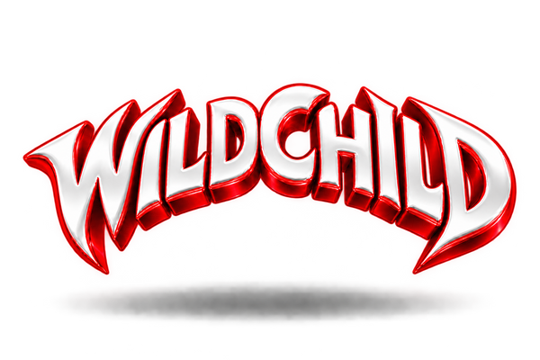 Floating white-and-red WILDCHILD logo